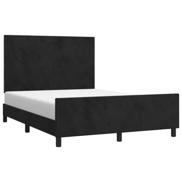sengeramme med sengegavl 140x200 cm fløjl sort