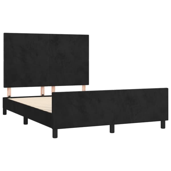 sengeramme med sengegavl 140x200 cm fløjl sort