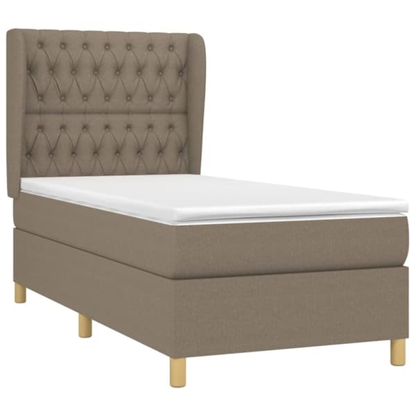 Ramsäng med madrass taupe 90x190 cm tyg