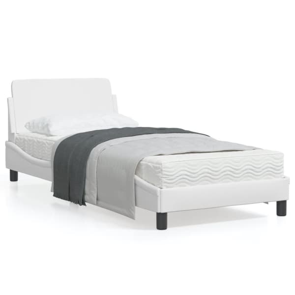 sengeramme med sengegavl 80x200 cm kunstlæder hvid