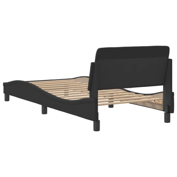 sengeramme med sengegavl 90x190 cm kunstlæder sort