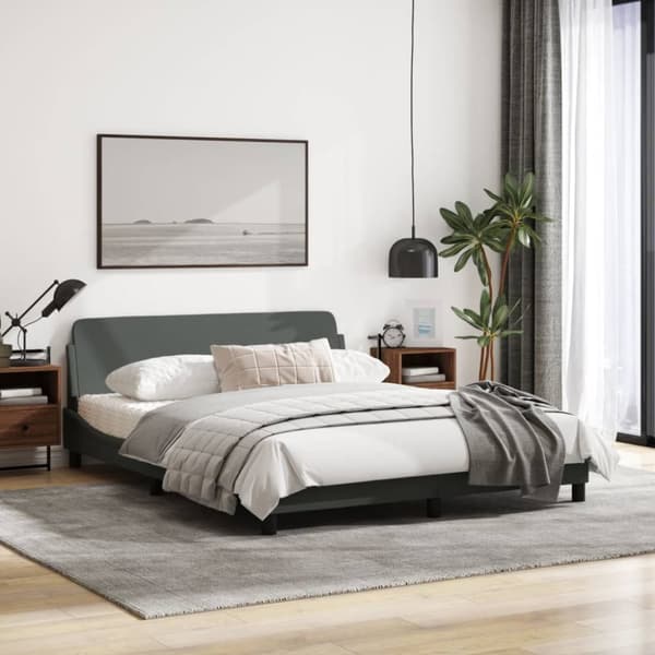 sengeramme uden madras 160x200 cm stof mørkegrå