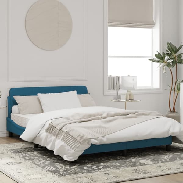 sengeramme med sengegavl 120x200 cm velour blå