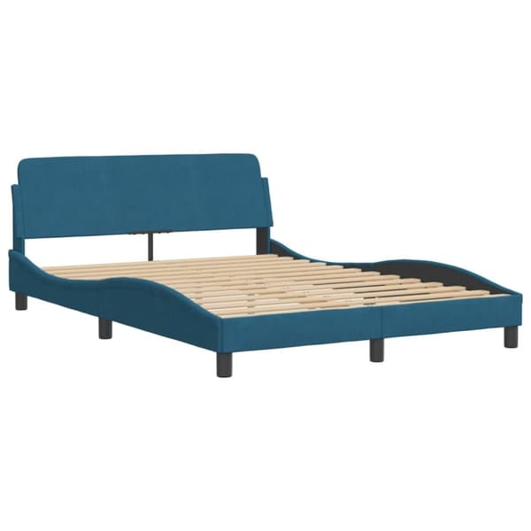 sengeramme med sengegavl 120x200 cm velour blå