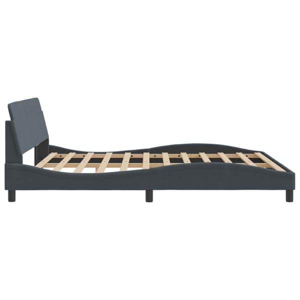 sengeramme med sengegavl 180x200 cm fløjl mørkegrå