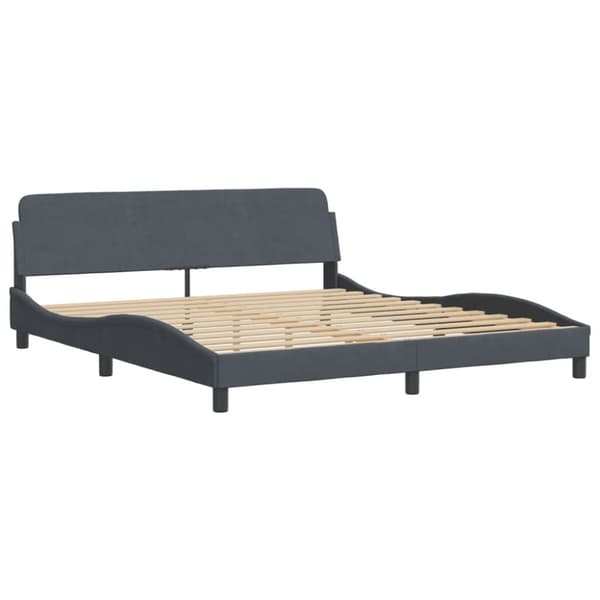 sengeramme med sengegavl 180x200 cm fløjl mørkegrå