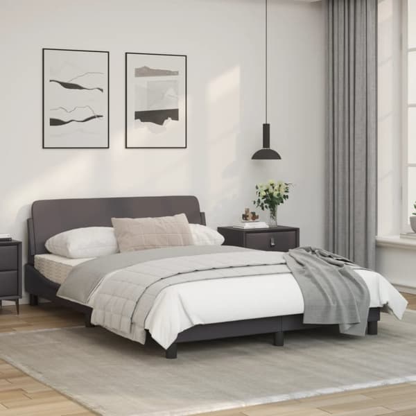 sengeramme med sengegavl 120x200 cm kunstlæder grå
