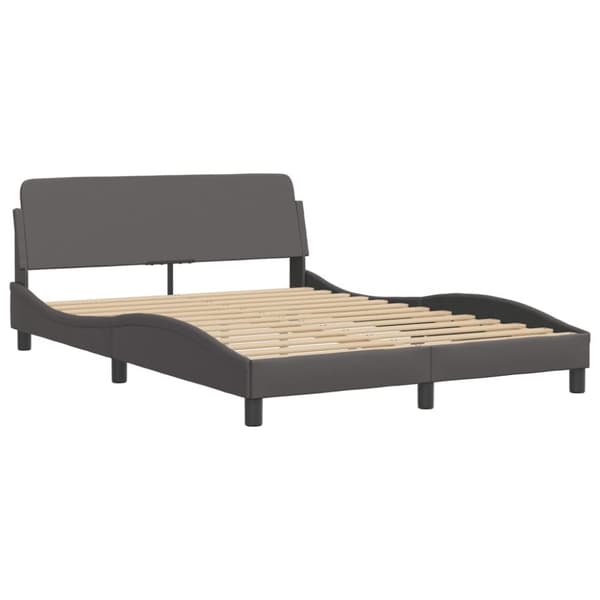 sengeramme med sengegavl 120x200 cm kunstlæder grå