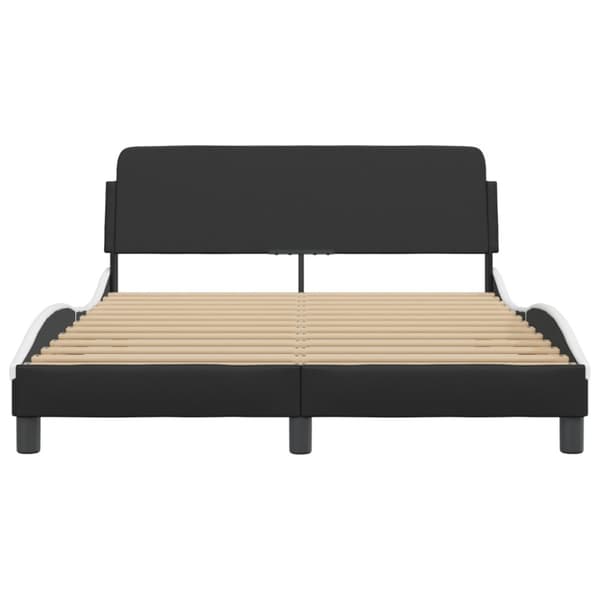 sengeramme med sengegavl 120x200 cm kunstlæder sort og hvid