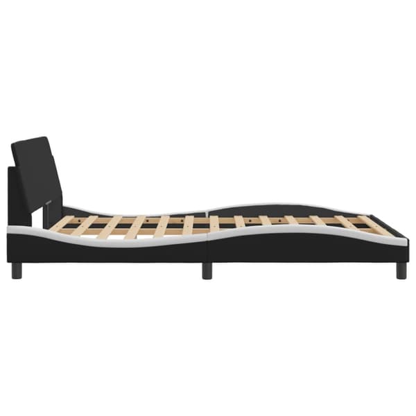 sengeramme med sengegavl 120x200 cm kunstlæder sort og hvid