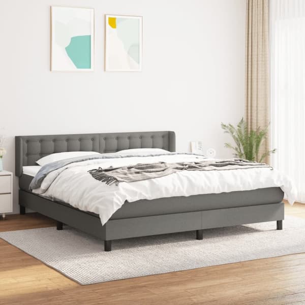 kontinentalseng med madras 160x200 cm stof mørkegrå