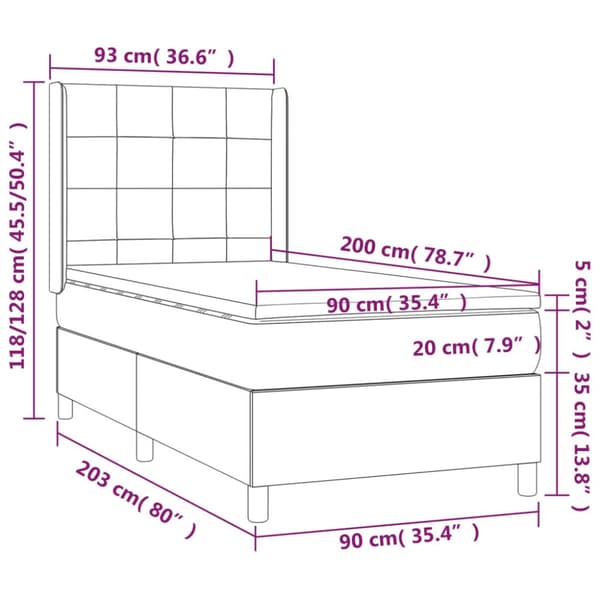 kontinentalseng med madras 90x200 cm stof mørkebrun