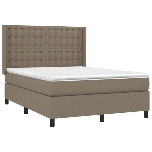 Ramsäng med madrass taupe 140x190 cm tyg