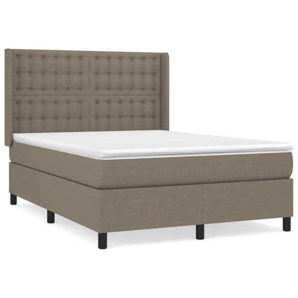 Ramsäng med madrass taupe 140x190 cm tyg