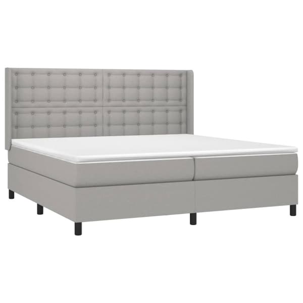Ramsäng med madrass ljusgrå 200x200 cm tyg
