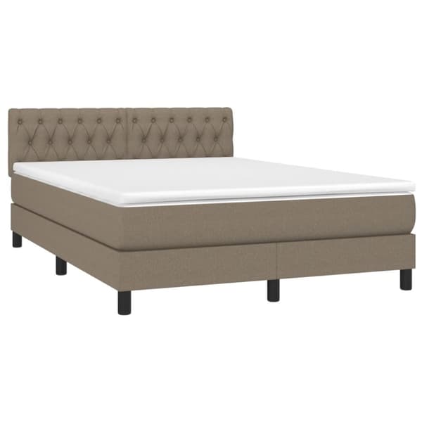 Mannermainen sänky patjalla, taupe, 140x190 cm, kangas