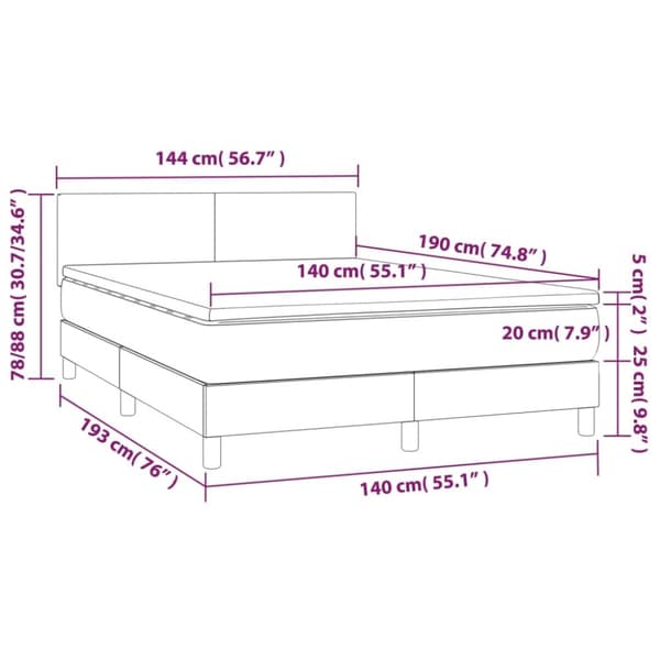 kontinentalseng med LED-lys 140x190 cm kunstlæder hvid