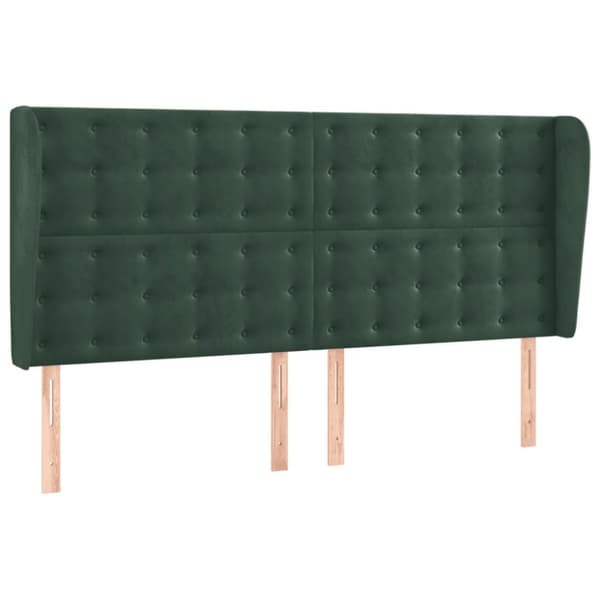 Ramsäng med madrass & LED mörkgrön 200x200 cm sammet
