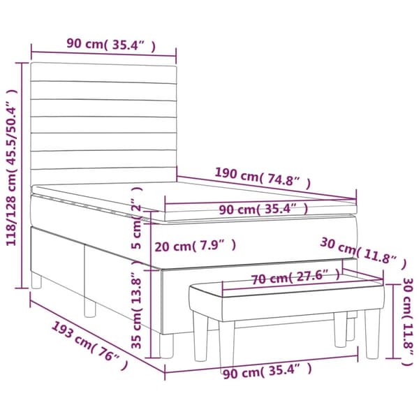 Ramsäng med madrass blå 90x190 cm tyg