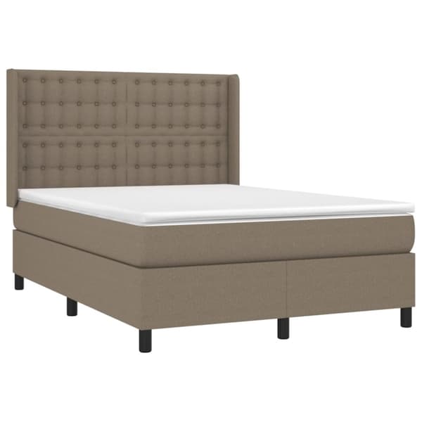 Mannermainen sänky patjalla, taupe, 140x190 cm, kangas