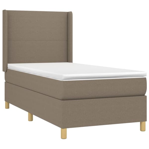 Ramsäng med madrass & LED taupe 80x200 cm tyg
