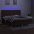 Miniatyrbillede 3 af 8: kontinentalseng med LED-lys 200x200 cm stof mørkebrun