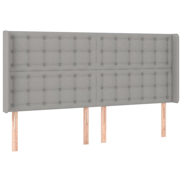kontinentalseng med LED-lys 200x200 cm stof lysegrå