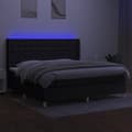 Miniatyrbillede 3 af 8: kontinentalseng med LED-lys 200x200 cm stof sort