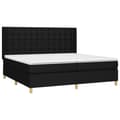 Miniatyrbillede 4 af 8: kontinentalseng med LED-lys 200x200 cm stof sort