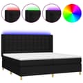 Miniatyrbillede 2 af 8: kontinentalseng med LED-lys 200x200 cm stof sort
