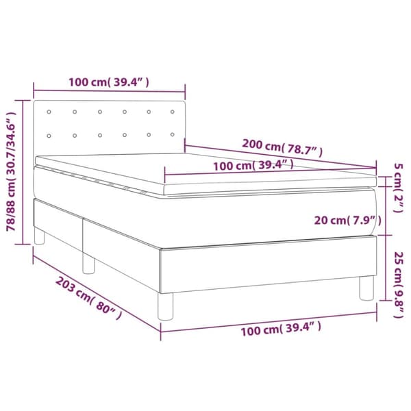 kontinentalseng med madras 100x200 cm stof cremefarvet