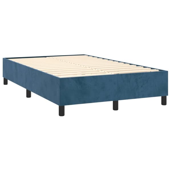 Ramsäng med madrass mörkblå 120x200 cm sammet