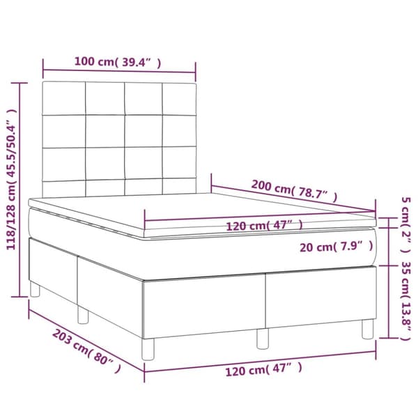 Ramsäng med madrass mörkblå 120x200 cm sammet
