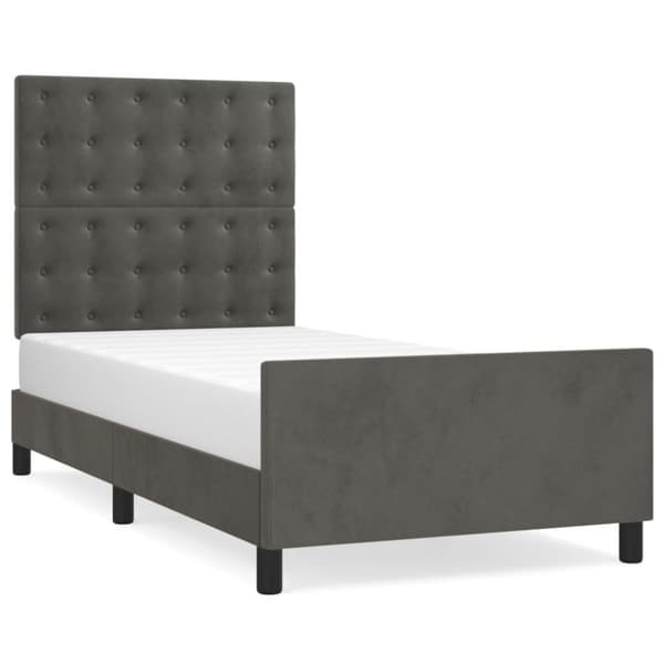 sengeramme med sengegavl 90x200 cm fløjl mørkegrå