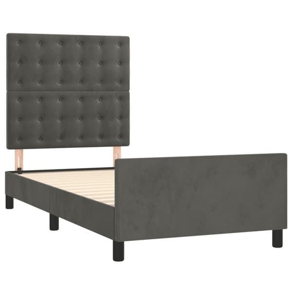 sengeramme med sengegavl 90x200 cm fløjl mørkegrå