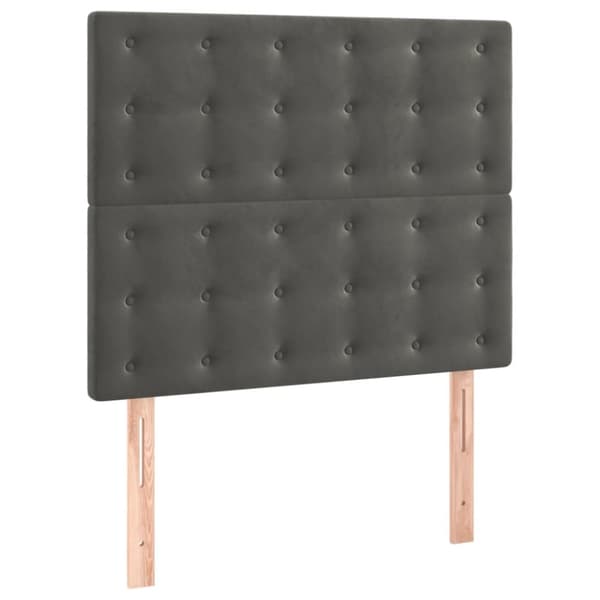 sengeramme med sengegavl 90x200 cm fløjl mørkegrå