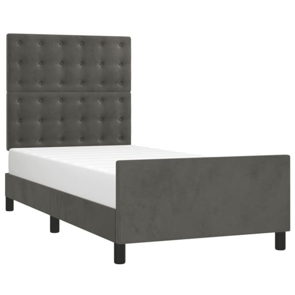 sengeramme med sengegavl 90x200 cm fløjl mørkegrå