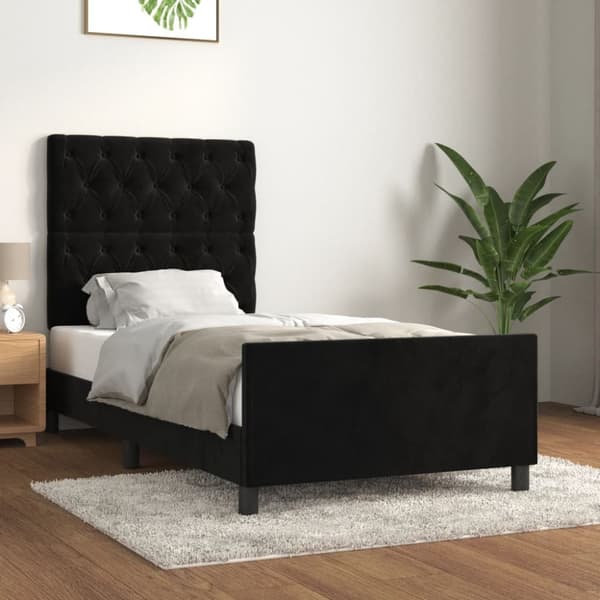 sengeramme med sengegavl 80x200 cm fløjl sort