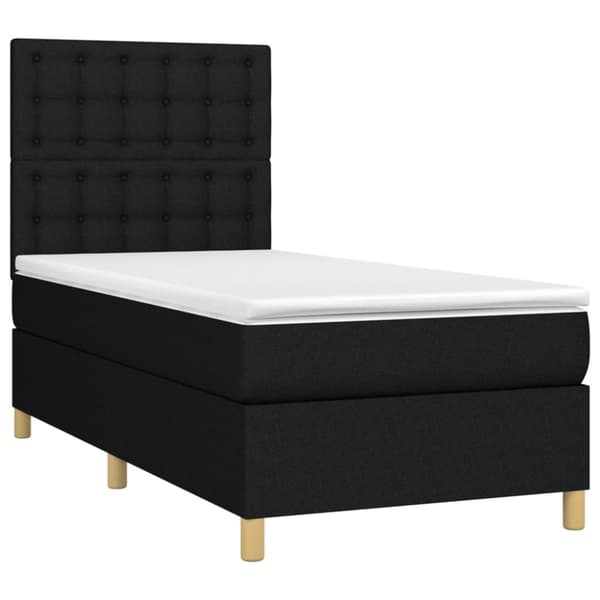 Ramsäng med madrass svart 90x190 cm tyg