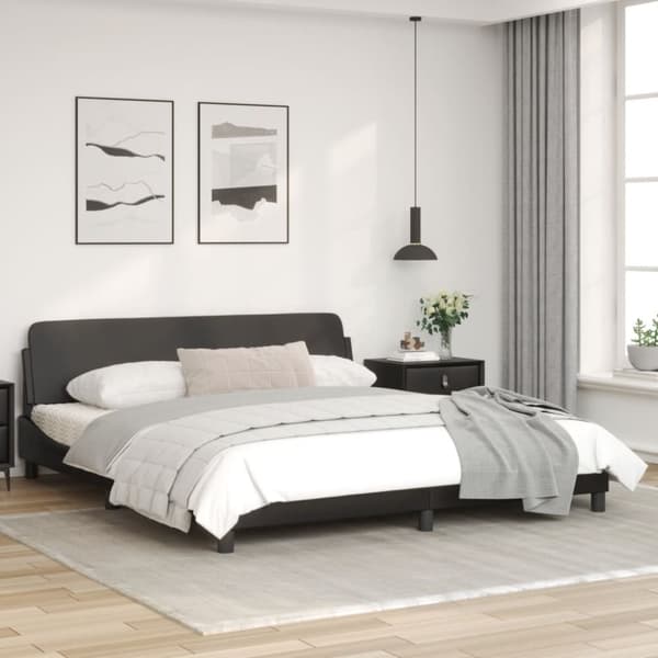 sengeramme med sengegavl 180x200 cm kunstlæder sort