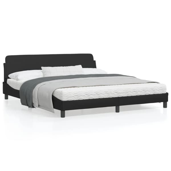 sengeramme med sengegavl 180x200 cm kunstlæder sort