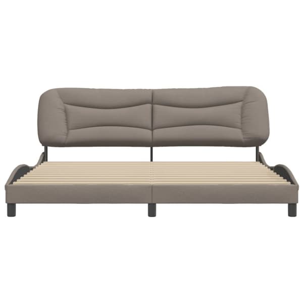Sängram med huvudgavel taupe 200x200 cm tyg