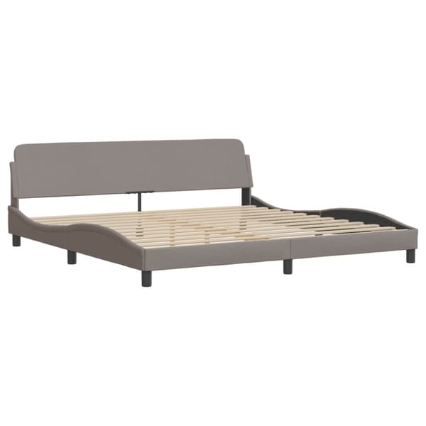 Sängram med huvudgavel taupe 200x200 cm tyg