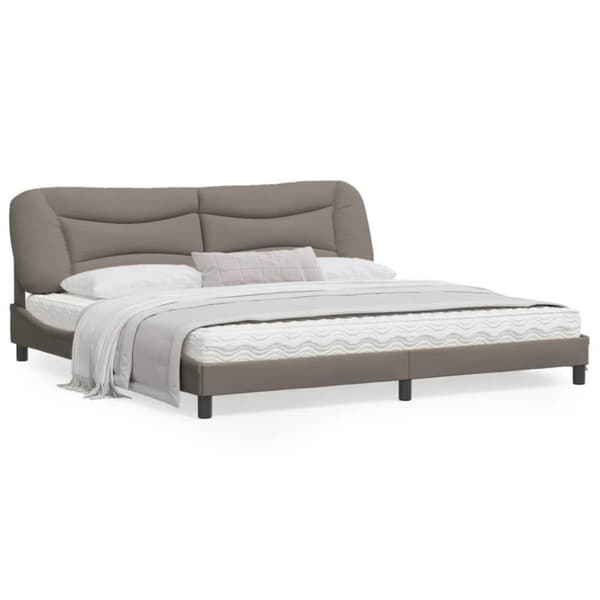 Sängram med huvudgavel taupe 200x200 cm tyg