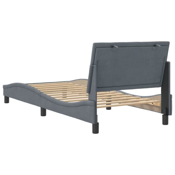 sengeramme med sengegavl 90x200 cm fløjl mørkegrå