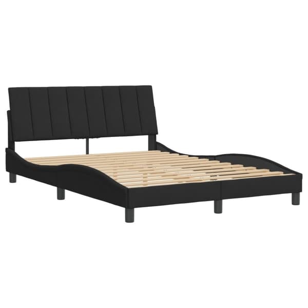 sengeramme med sengegavl 140x200 cm fløjl sort