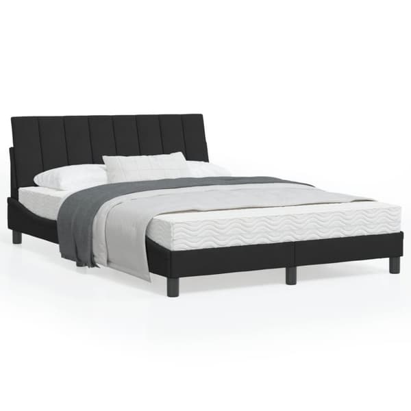sengeramme med sengegavl 140x200 cm fløjl sort