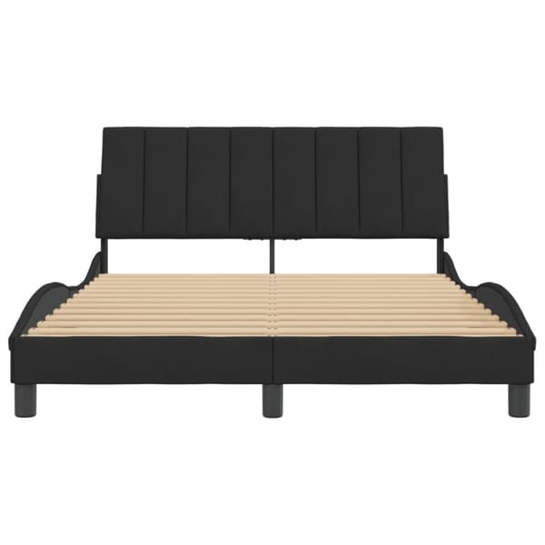 sengeramme med sengegavl 140x190 cm fløjl sort