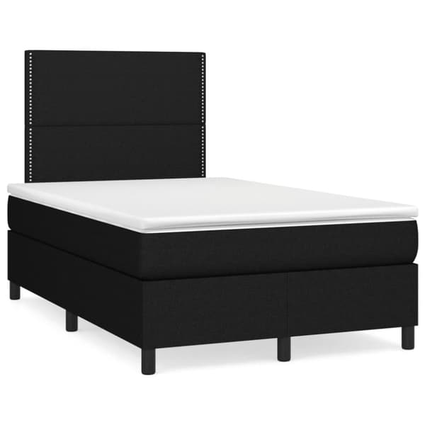 Ramsäng med madrass & LED svart 120x190 cm tyg