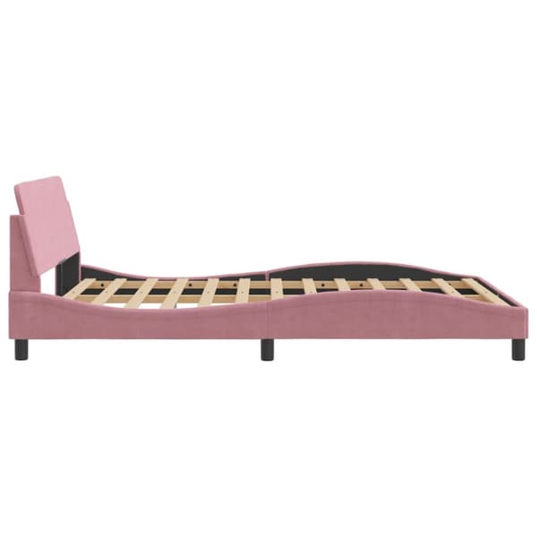 Sängram med huvudgavel rosa 140x190 cm sammet